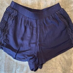 Charlotte Russe Dark Blue Lace Accent Shorts